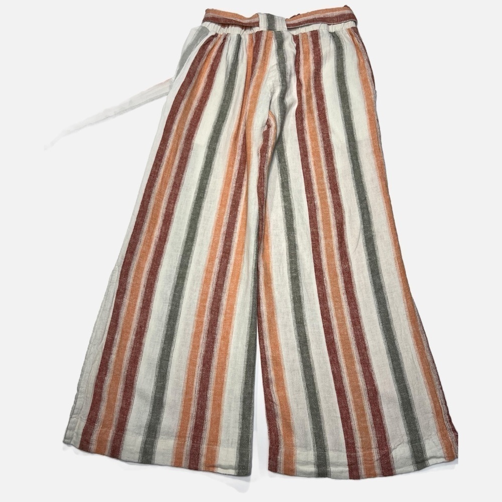 Indigo Rein Soft Linen Striped Wide Leg Cropped Pants Split Hem Womens size M - Picture 8 of 8